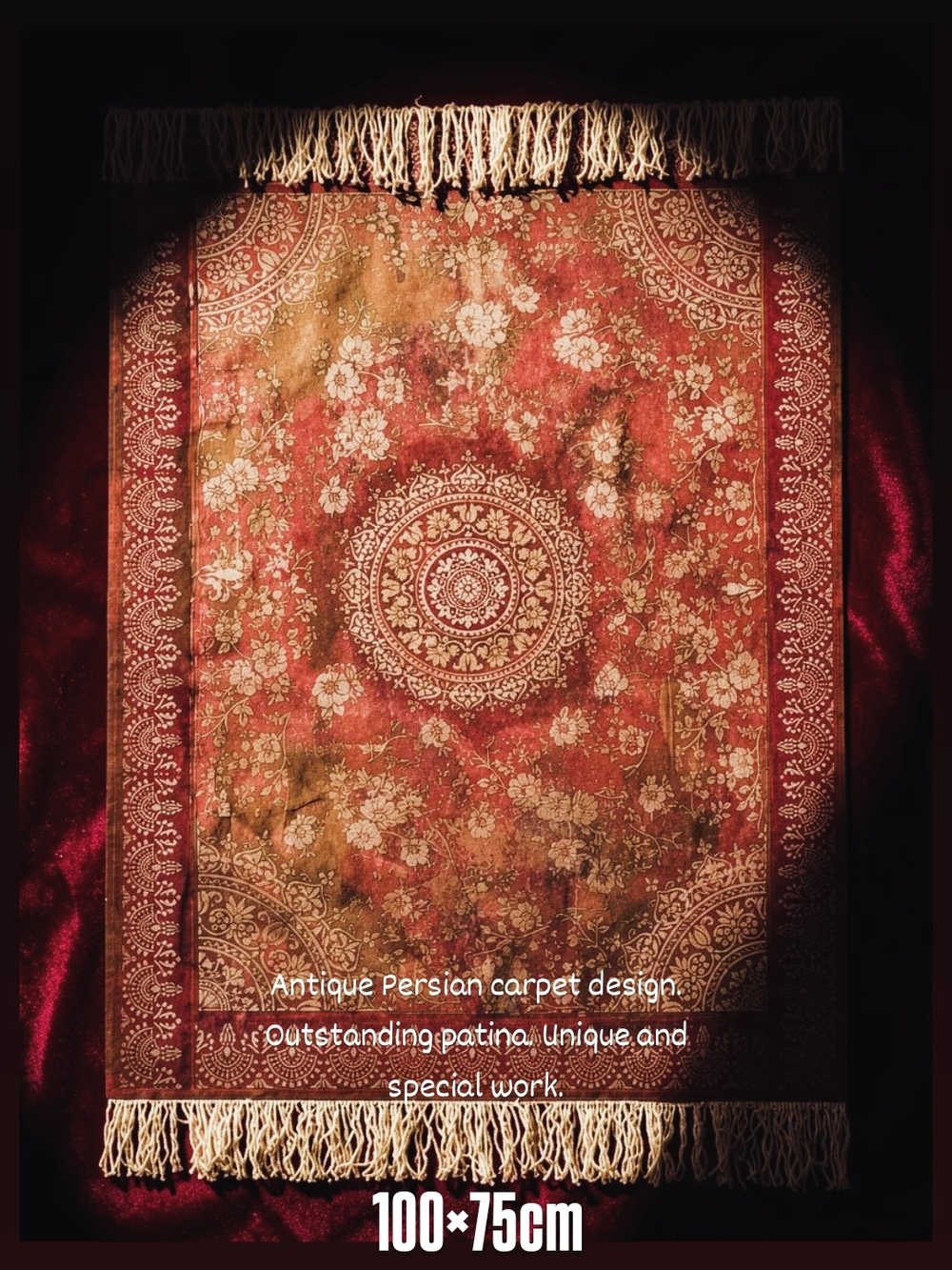 Patina painting with Persian pattern carpet design and the roots of the carpet